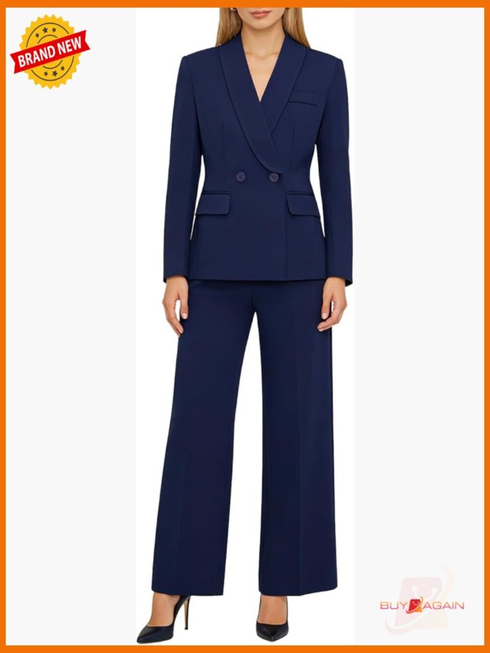 Women 2 Piece Pantsuit Double Breasted Blazer with Pants Business Office Work
